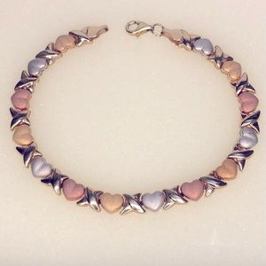 10K Tricolor Heart Bracelet